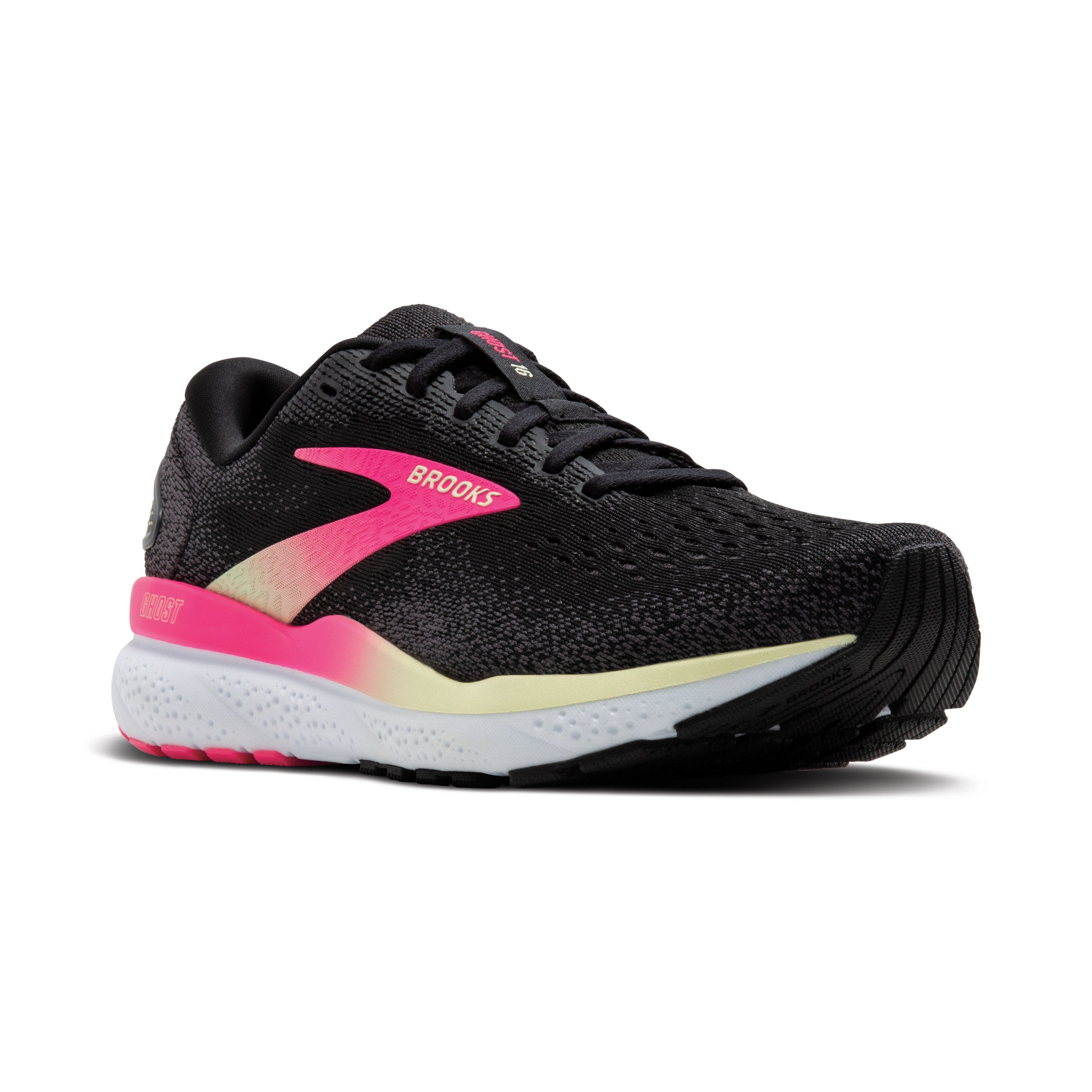 Brooks Ghost 16 Wide Women's - Black/Pink/Yellow