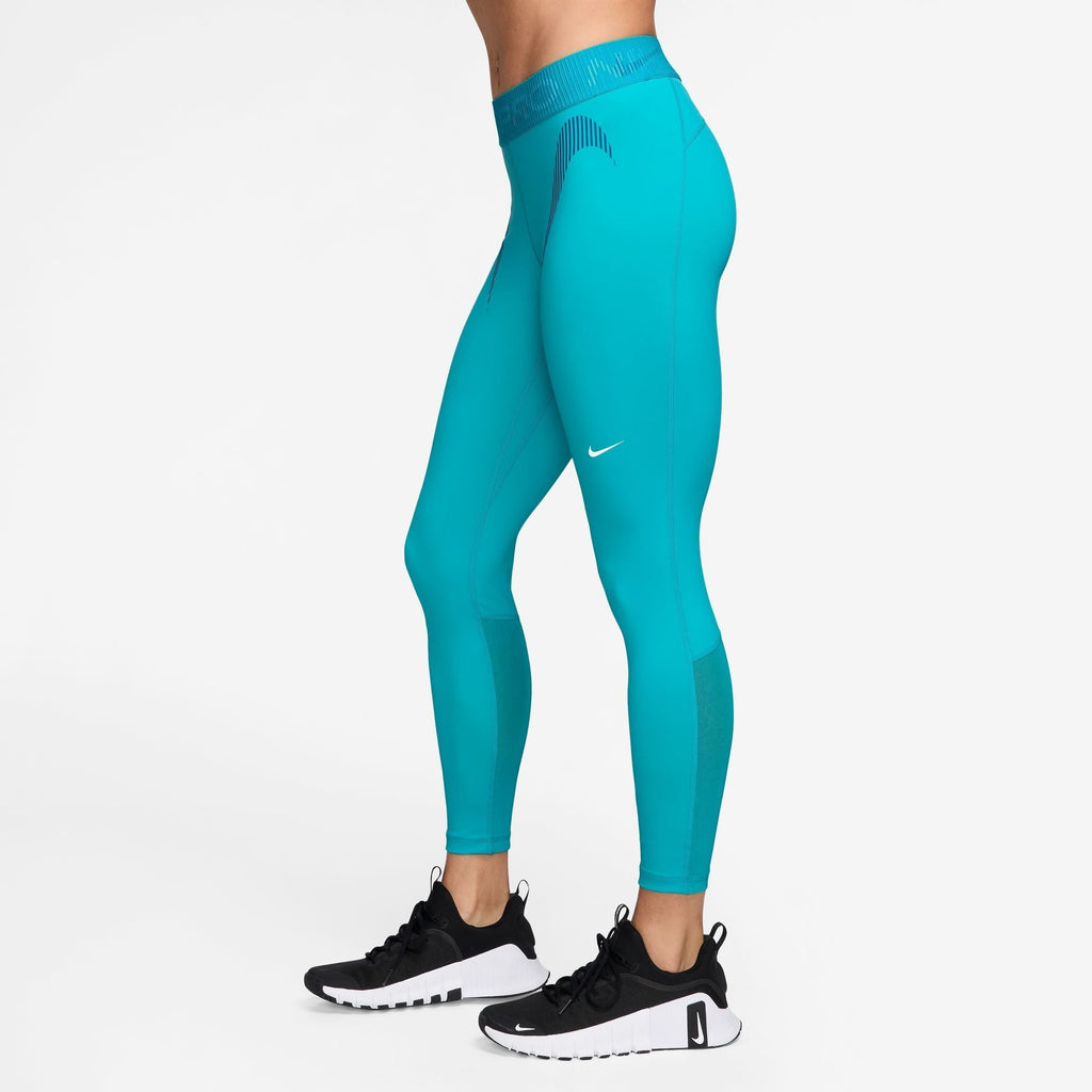 Nike Pro Women's Mid-Rise 7/8 Graphic Tights - Dusty Cactus/Green Abyss/White