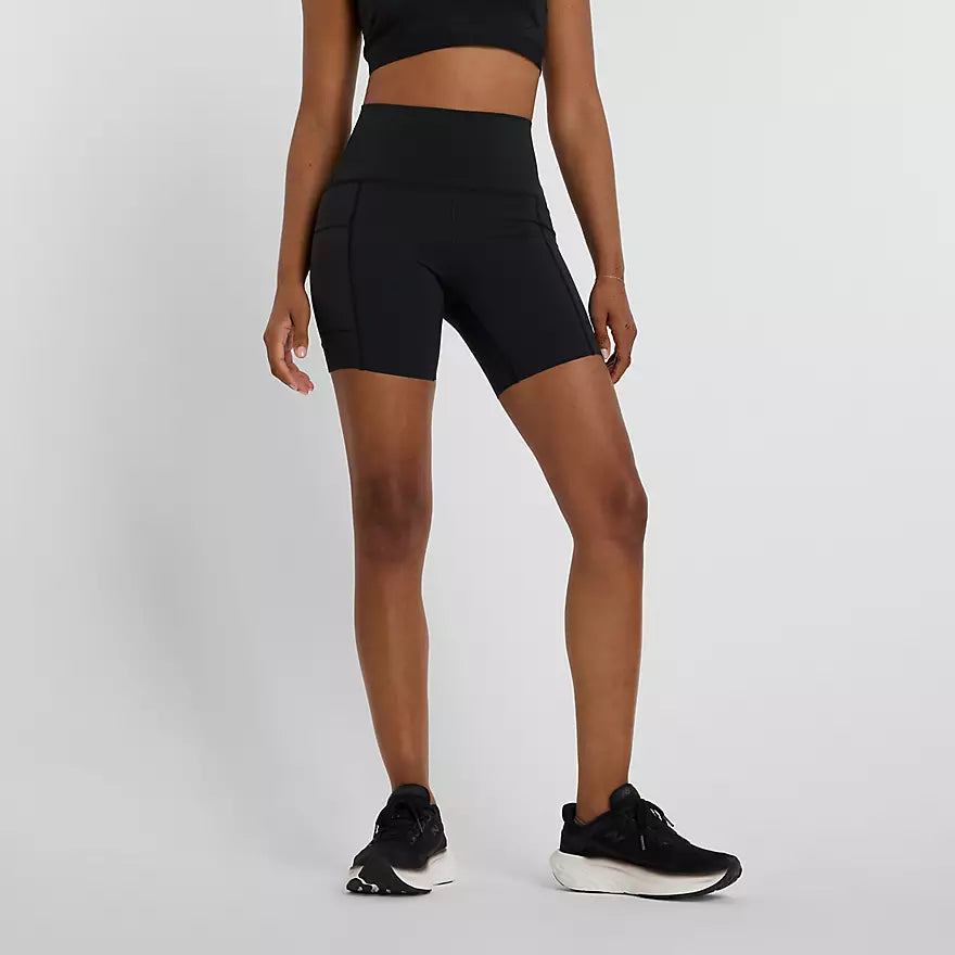 New Balance Sleek Pocket High Rise Short 6" Women's - Black